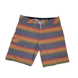Mossimo Gray Orange Yellow Stripe Boardshorts Men's Large Size 36 Swim Shorts
